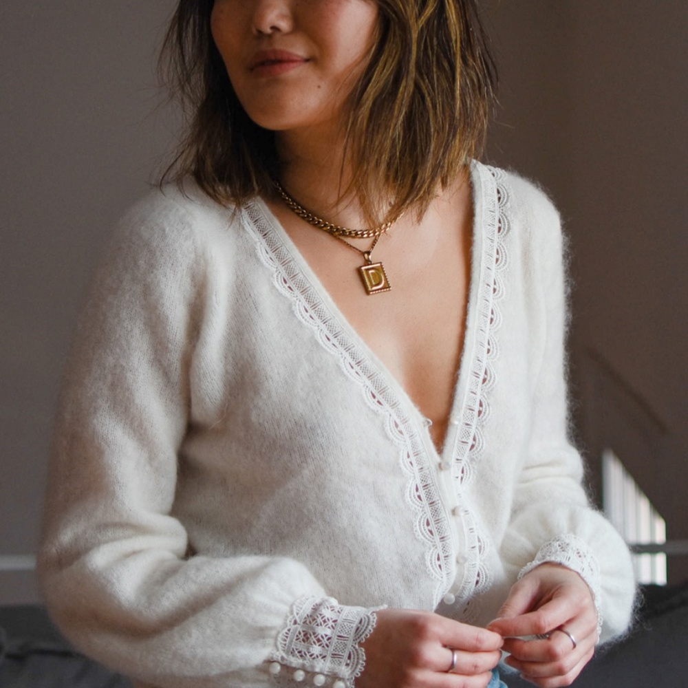 SEZANE Melina Cardigan Ecru Sz Small - Picture 9 of 9